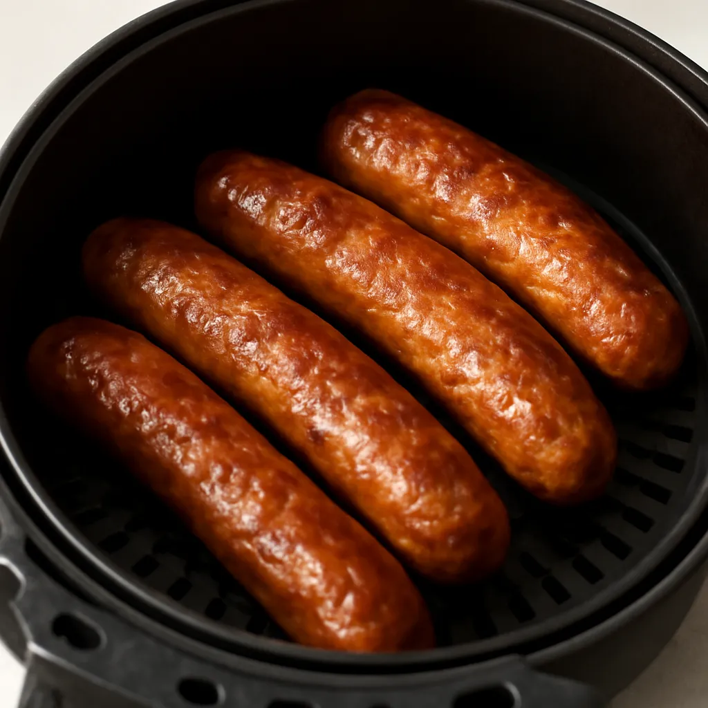 Air Fryer Andouille Sausage served hot