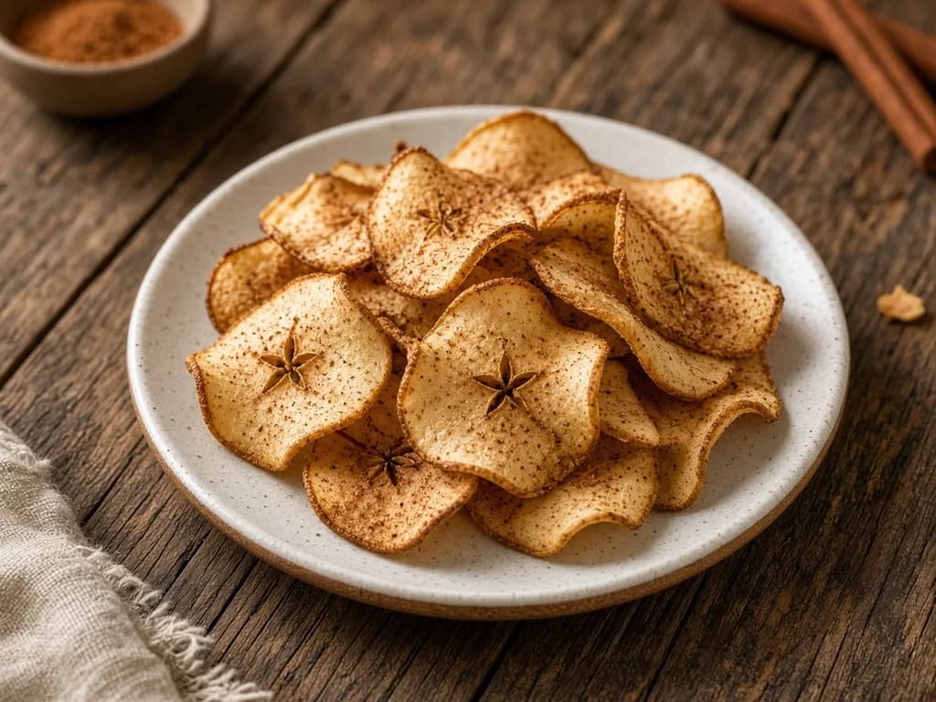 Air Fryer Apple Chips served hot