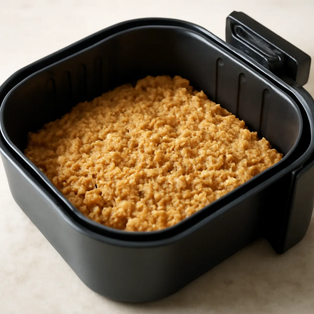 Air Fryer Apple Crumble served hot