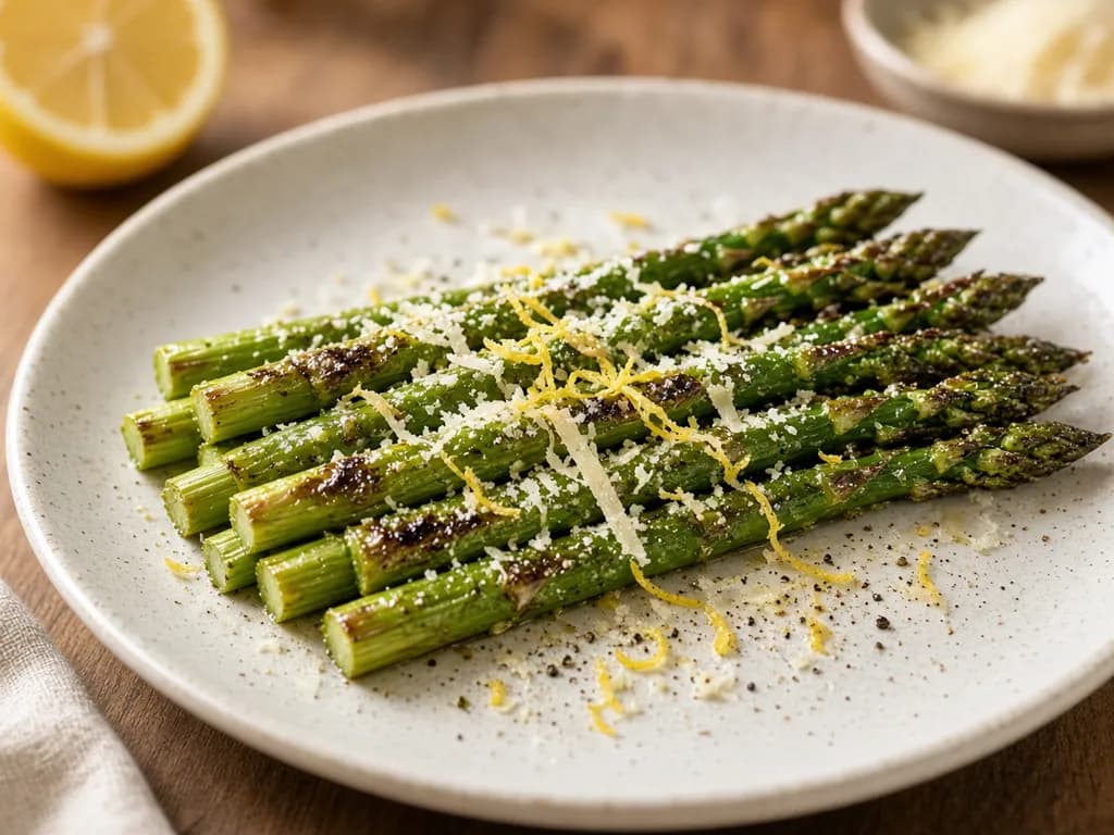 Air Fryer Asparagus served hot