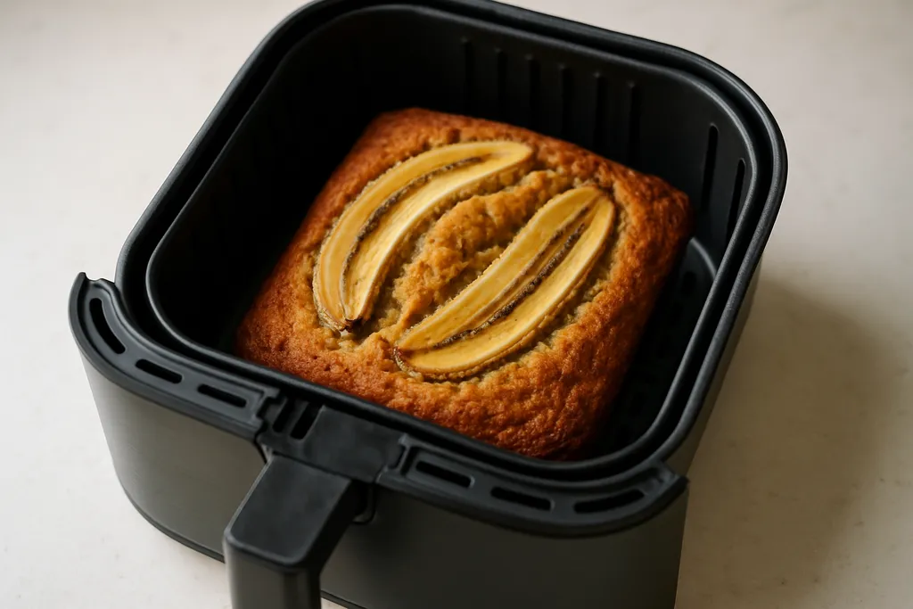 Air Fryer Banana Bread served hot
