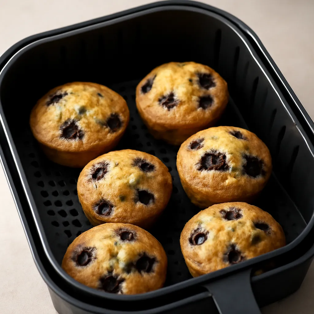 Air Fryer Blueberry Muffins served hot