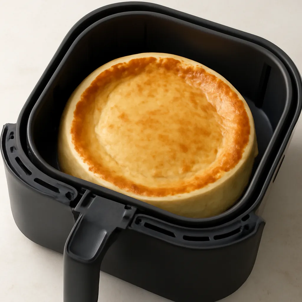 Air Fryer Cheesecake served hot