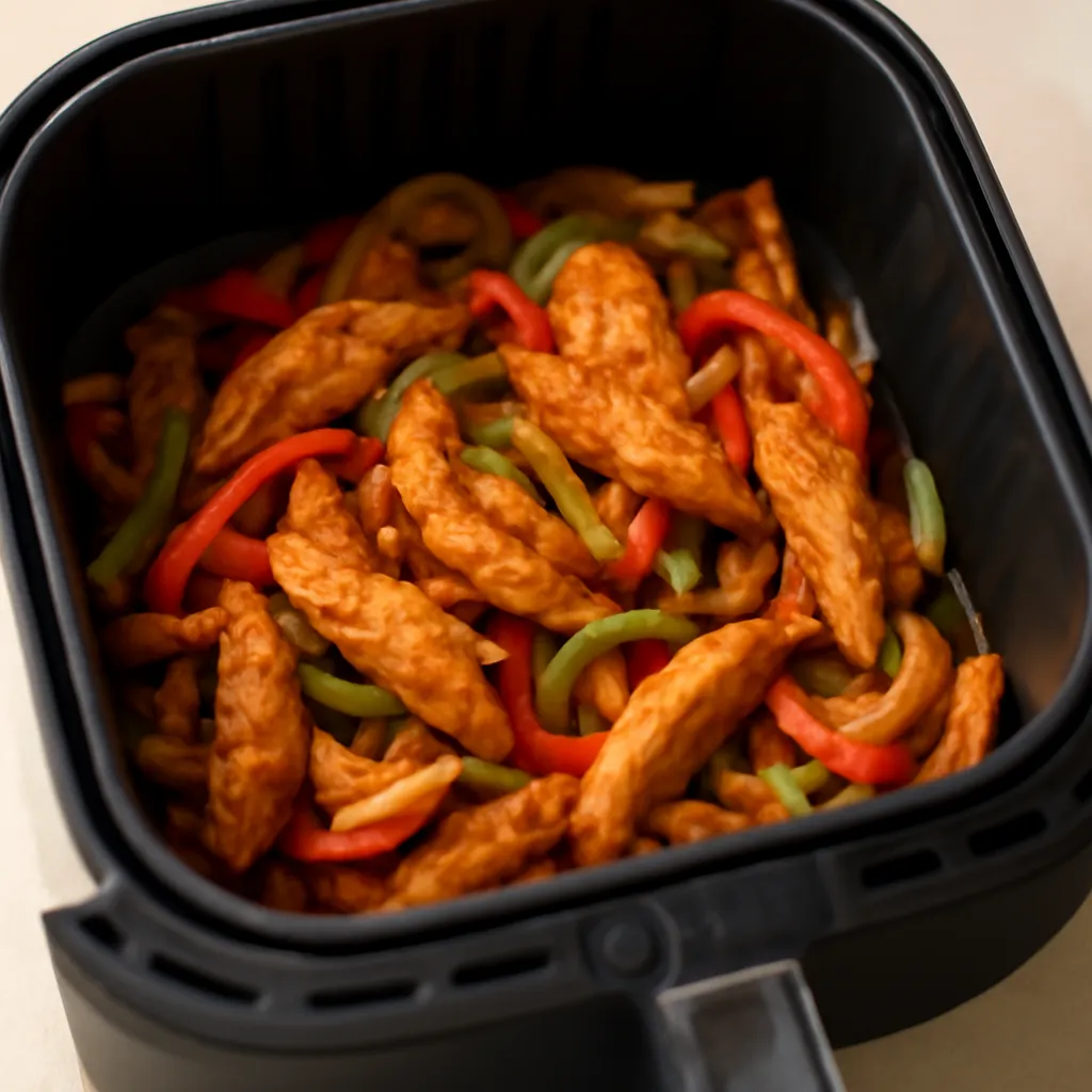 Air Fryer Chicken Fajitas served hot