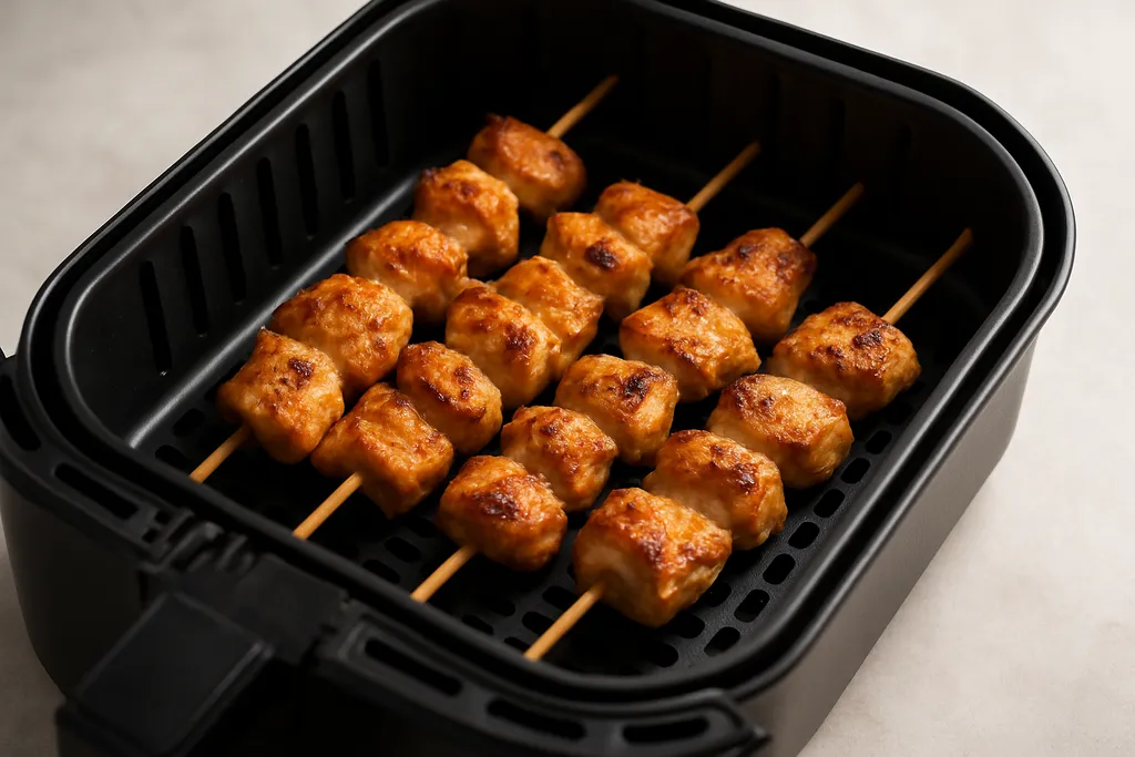 Air Fryer Chicken Skewers served hot