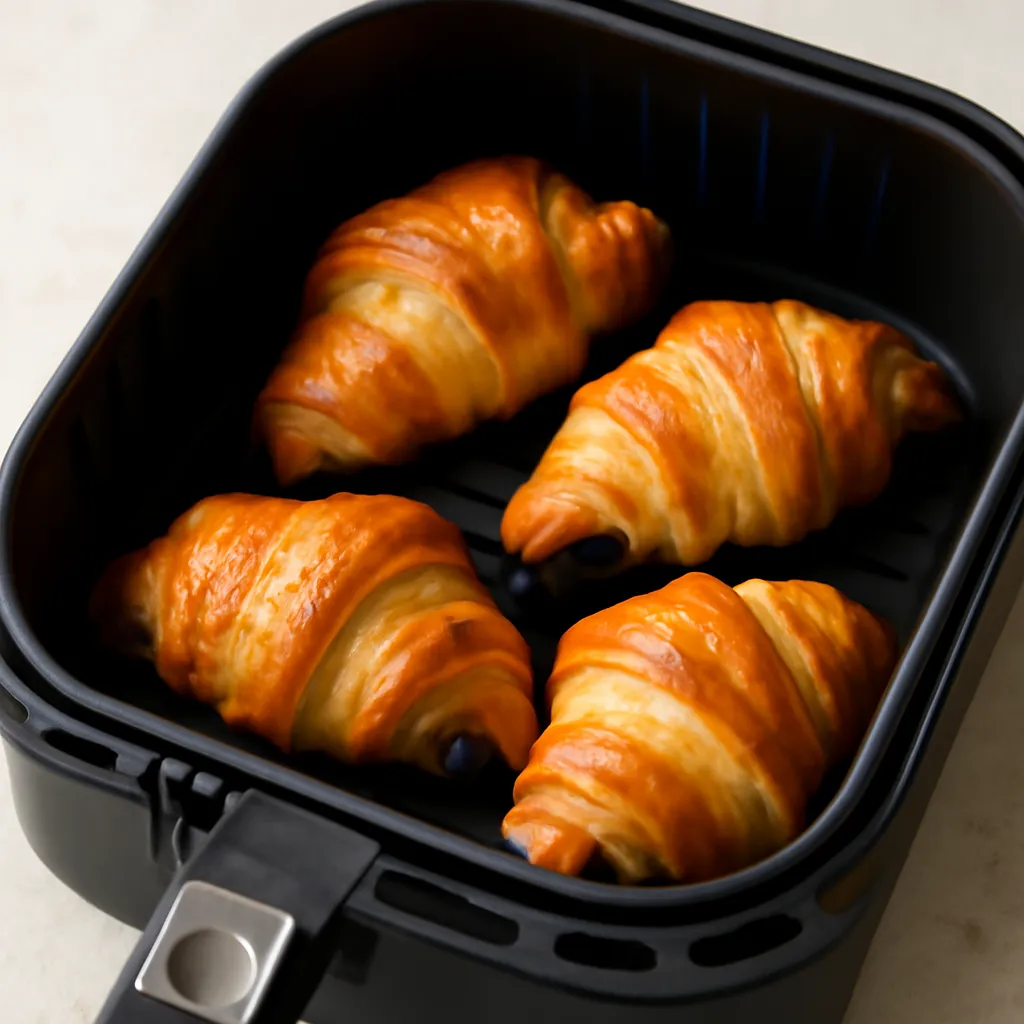 Air Fryer Chocolate Croissants served hot