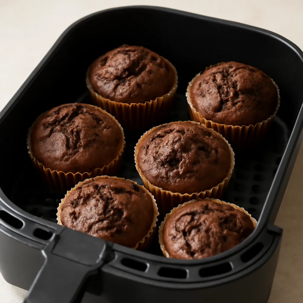 Air Fryer Chocolate Muffins served hot