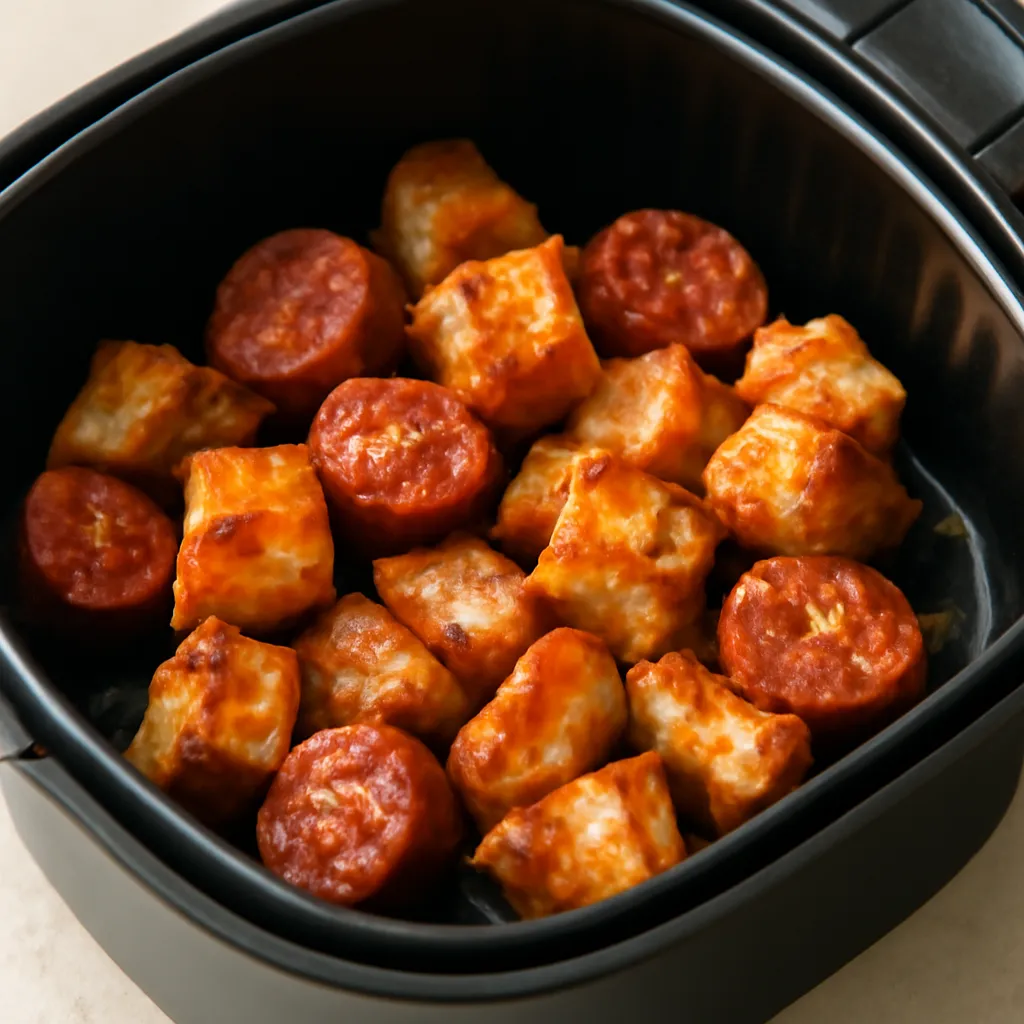 Air Fryer Chorizo served hot