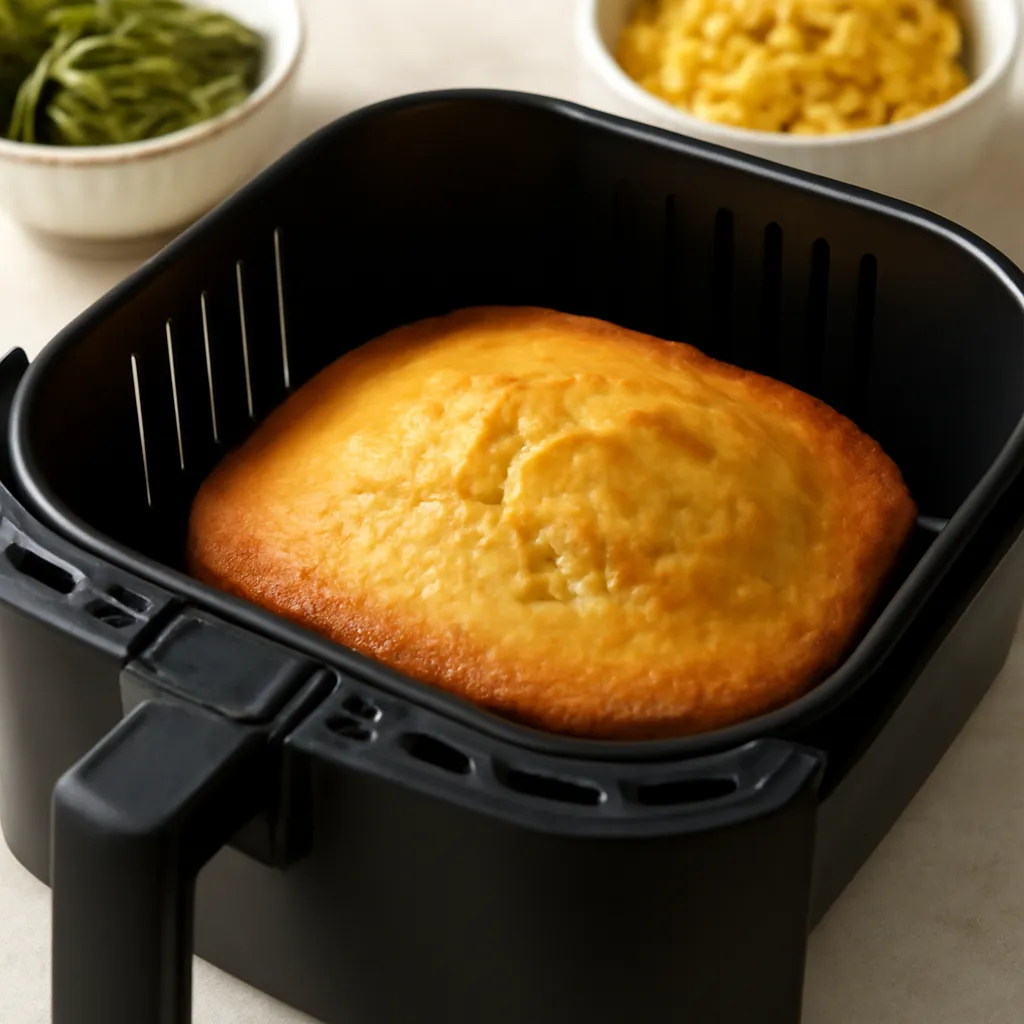 Air Fryer Cornbread served hot