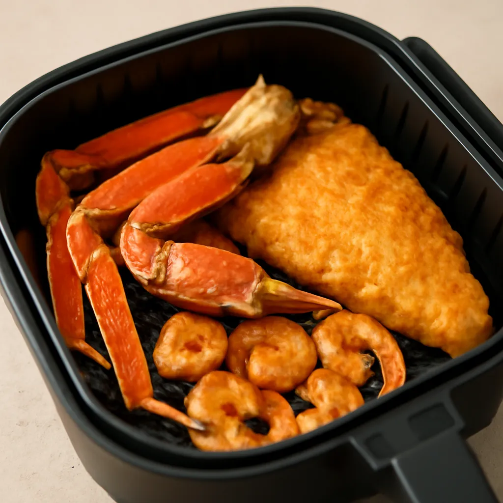 Air Fryer Crab Legs served hot