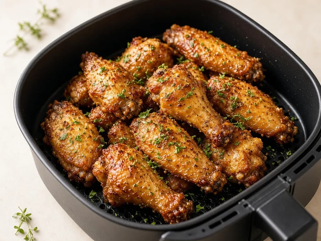 Air Fryer Crispy Chicken Wings served hot