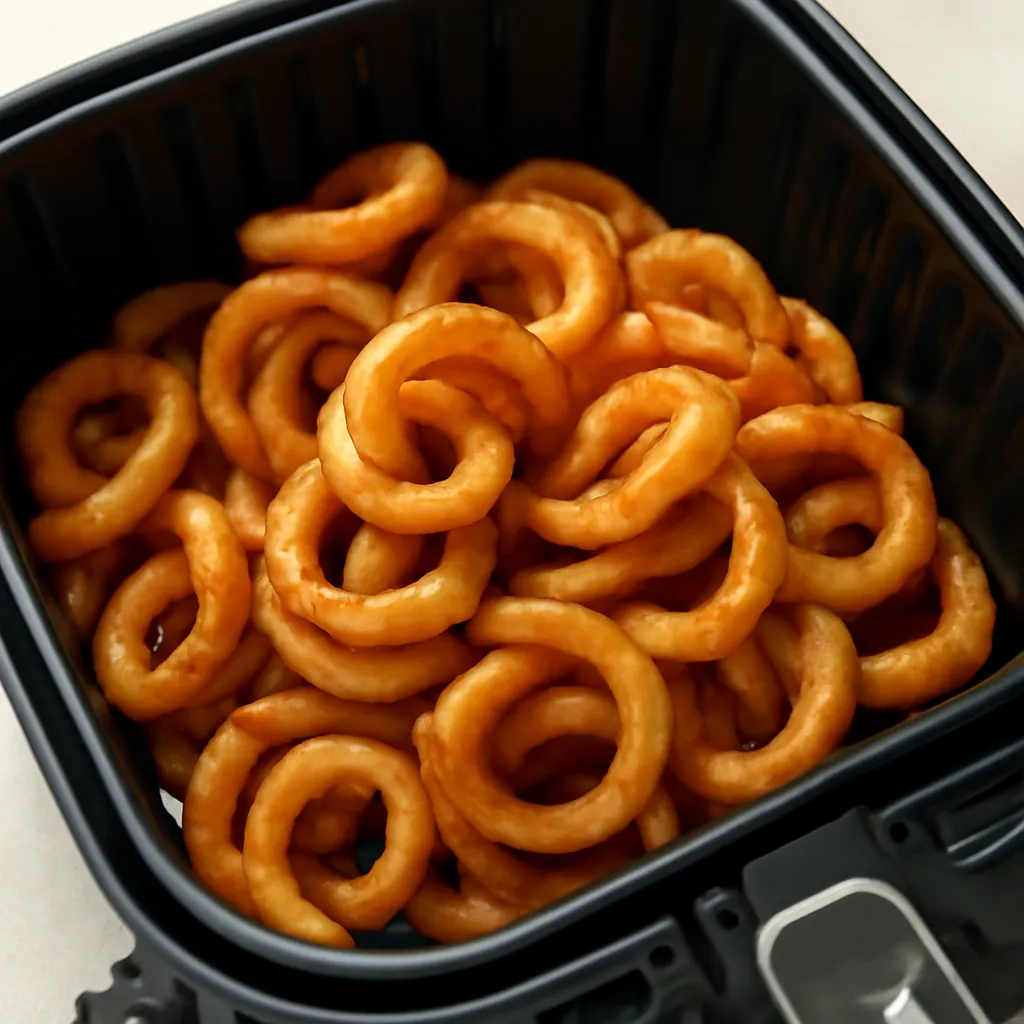 Air Fryer Curly Fries served hot