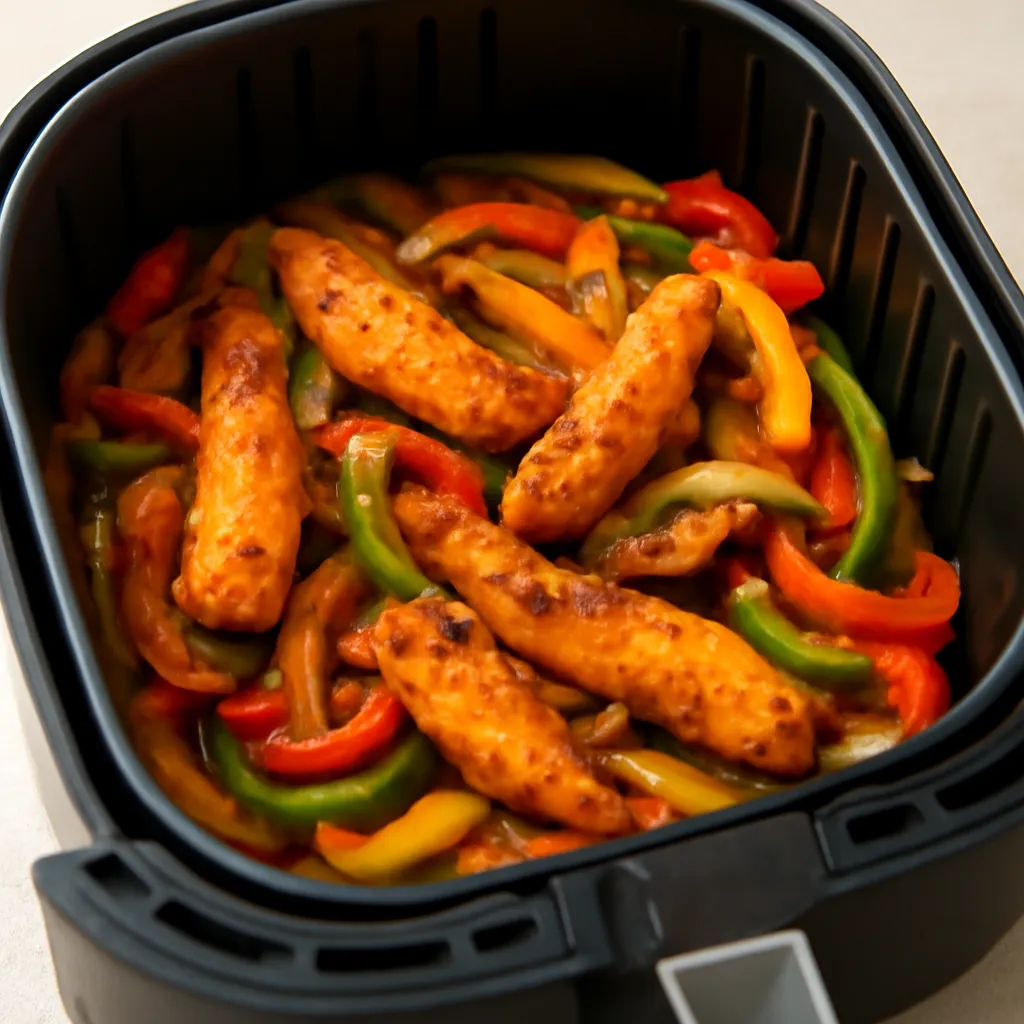 Air Fryer Chicken Fajitas served hot