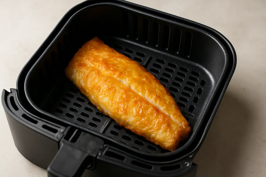 Air Fryer Haddock served hot