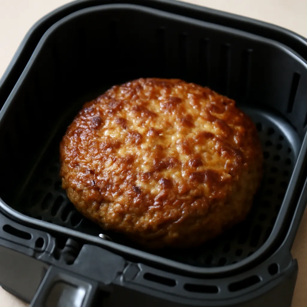 Air Fryer Hamburger Steak served hot