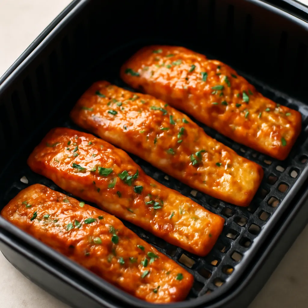 Air Fryer Honey Garlic Salmon served hot