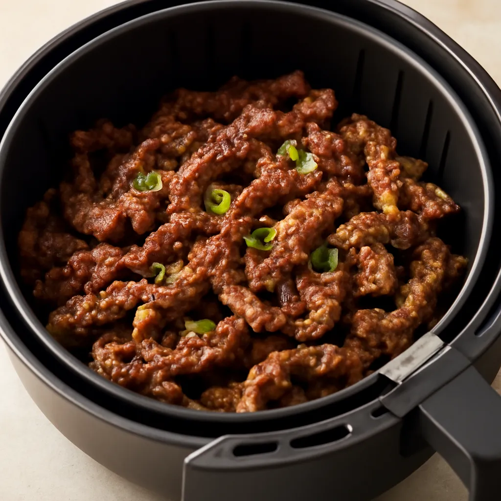 Air Fryer Korean Beef Bulgogi served hot