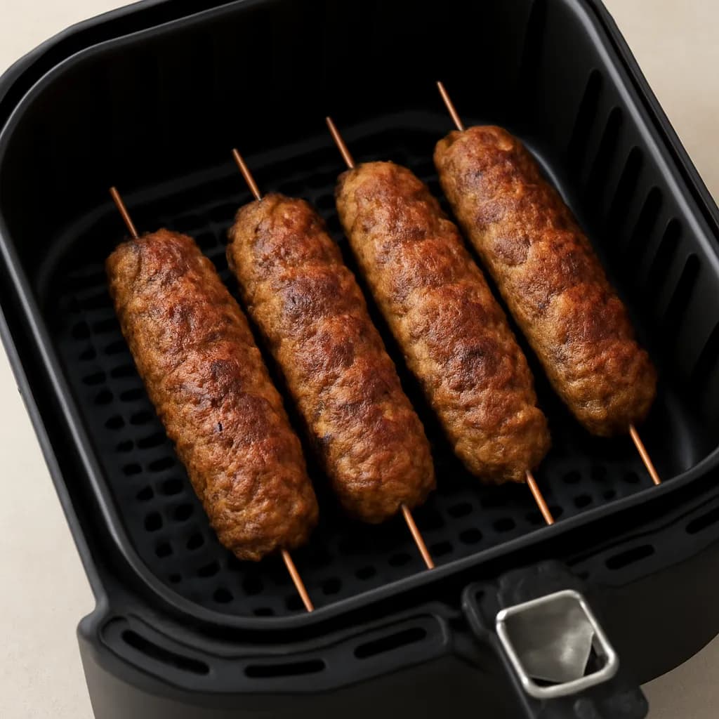 Air Fryer Lamb Kebabs served hot