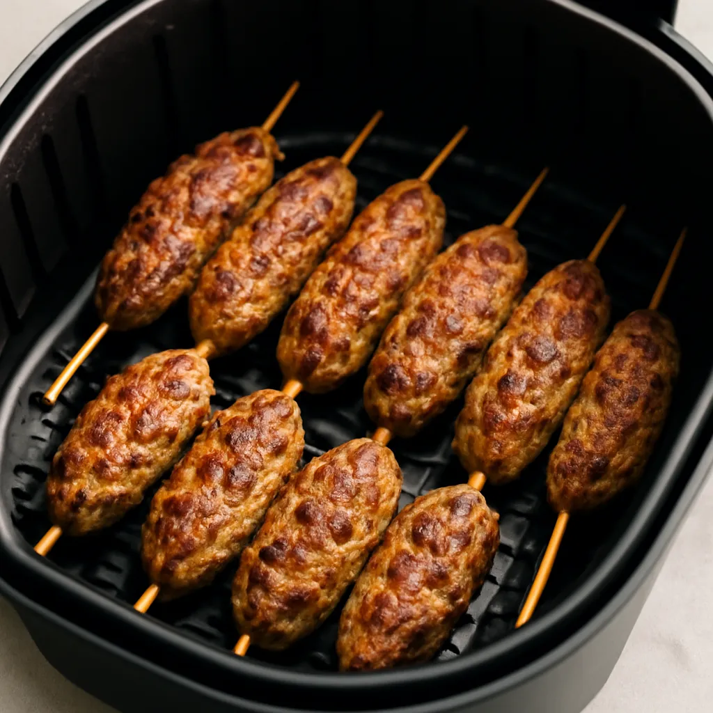 Air Fryer Lamb Kofta served hot