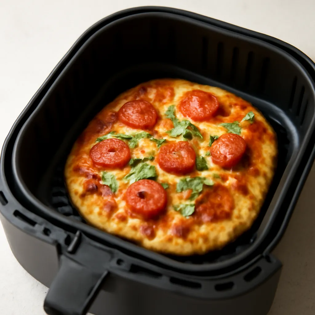 Air Fryer Naan Pizza served hot