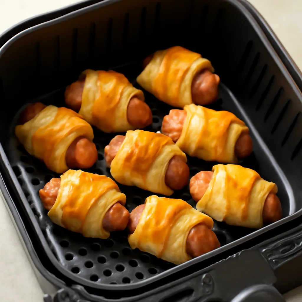 Air Fryer Pigs in Blankets served hot