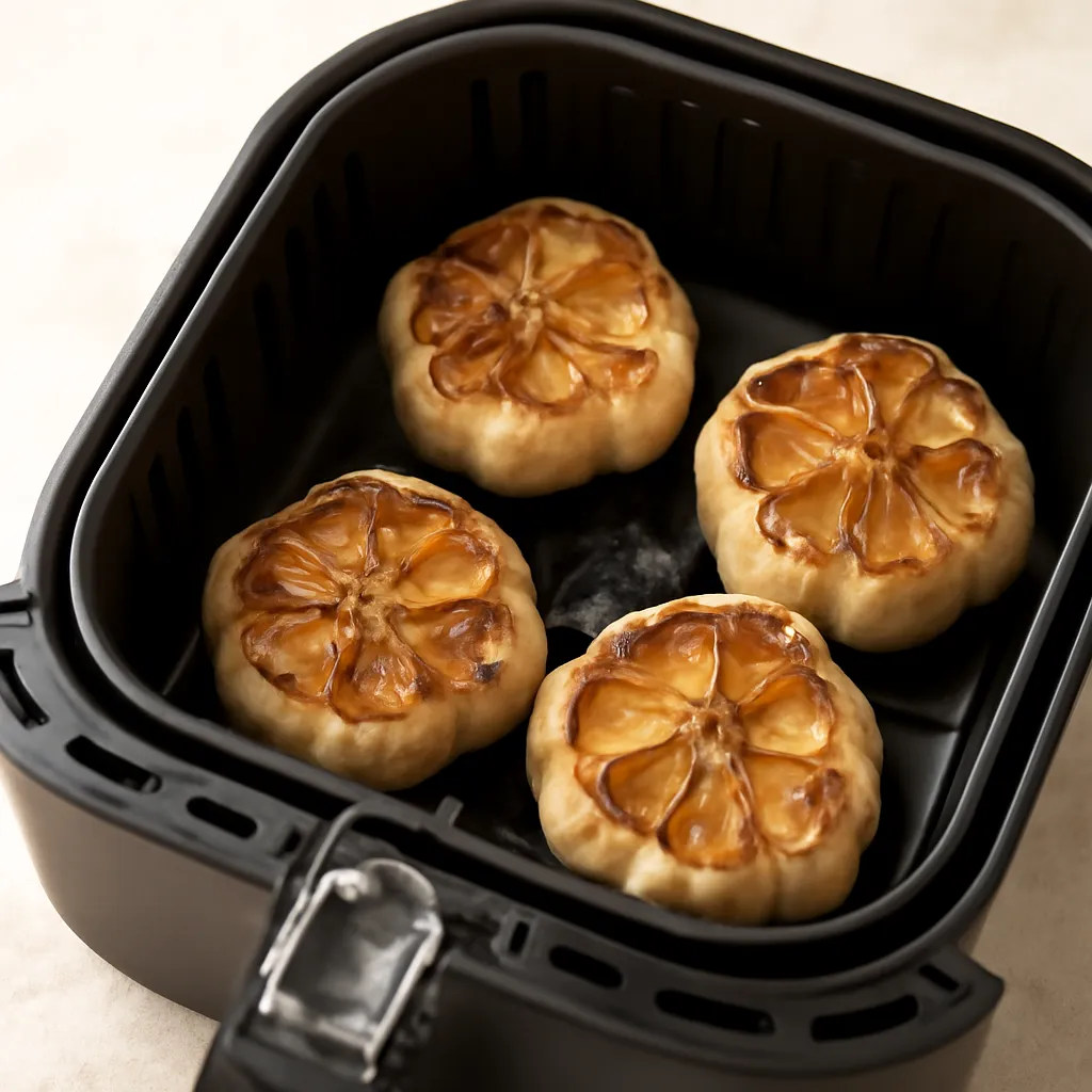 Air Fryer Roasted Garlic served hot