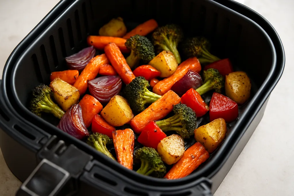 Air Fryer Roasted Vegetables served hot