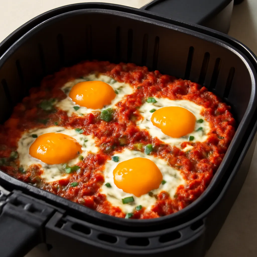 Air Fryer Shakshuka served hot