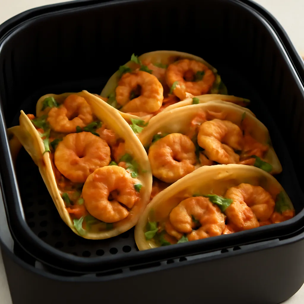 Air Fryer Shrimp Tacos served hot