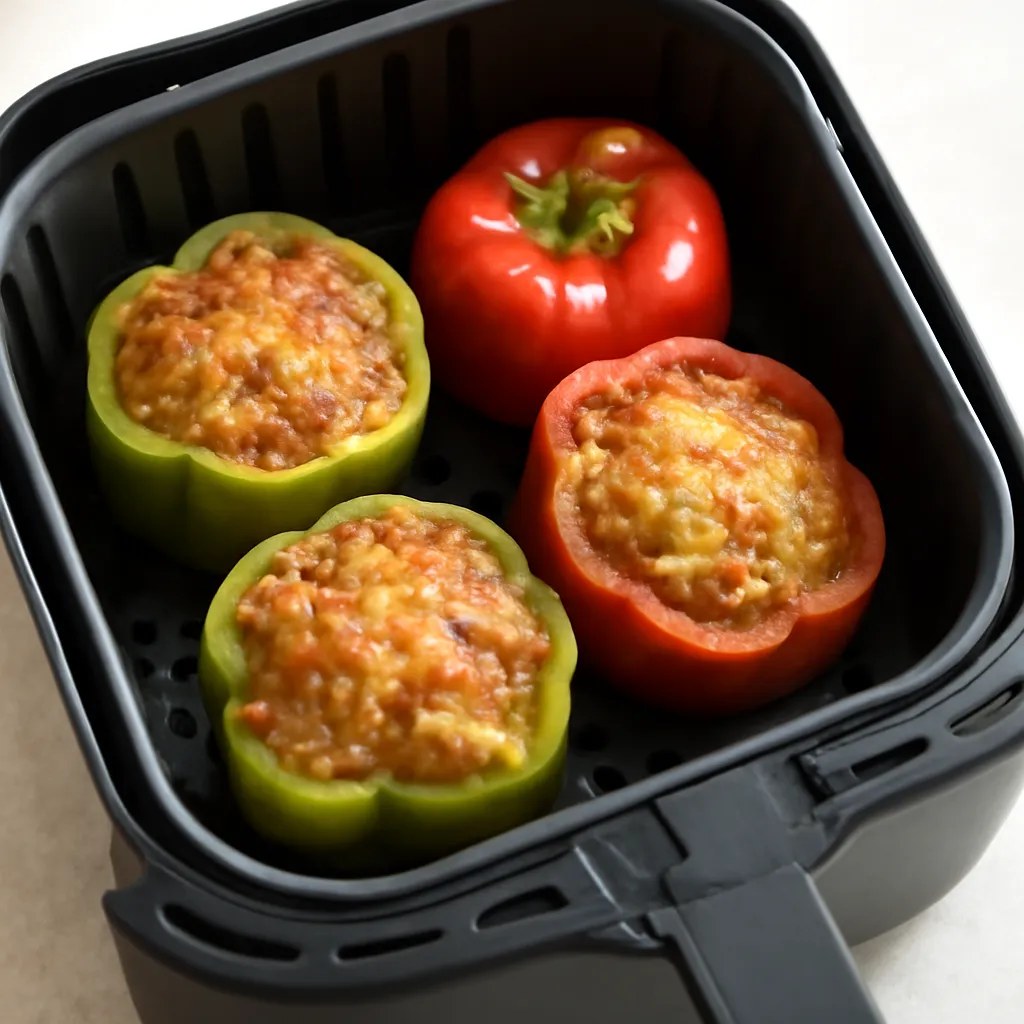 Air Fryer Stuffed Peppers served hot