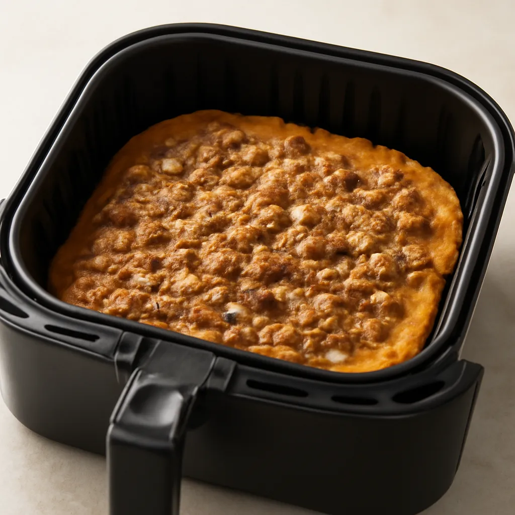Air Fryer Sweet Potato Casserole served hot