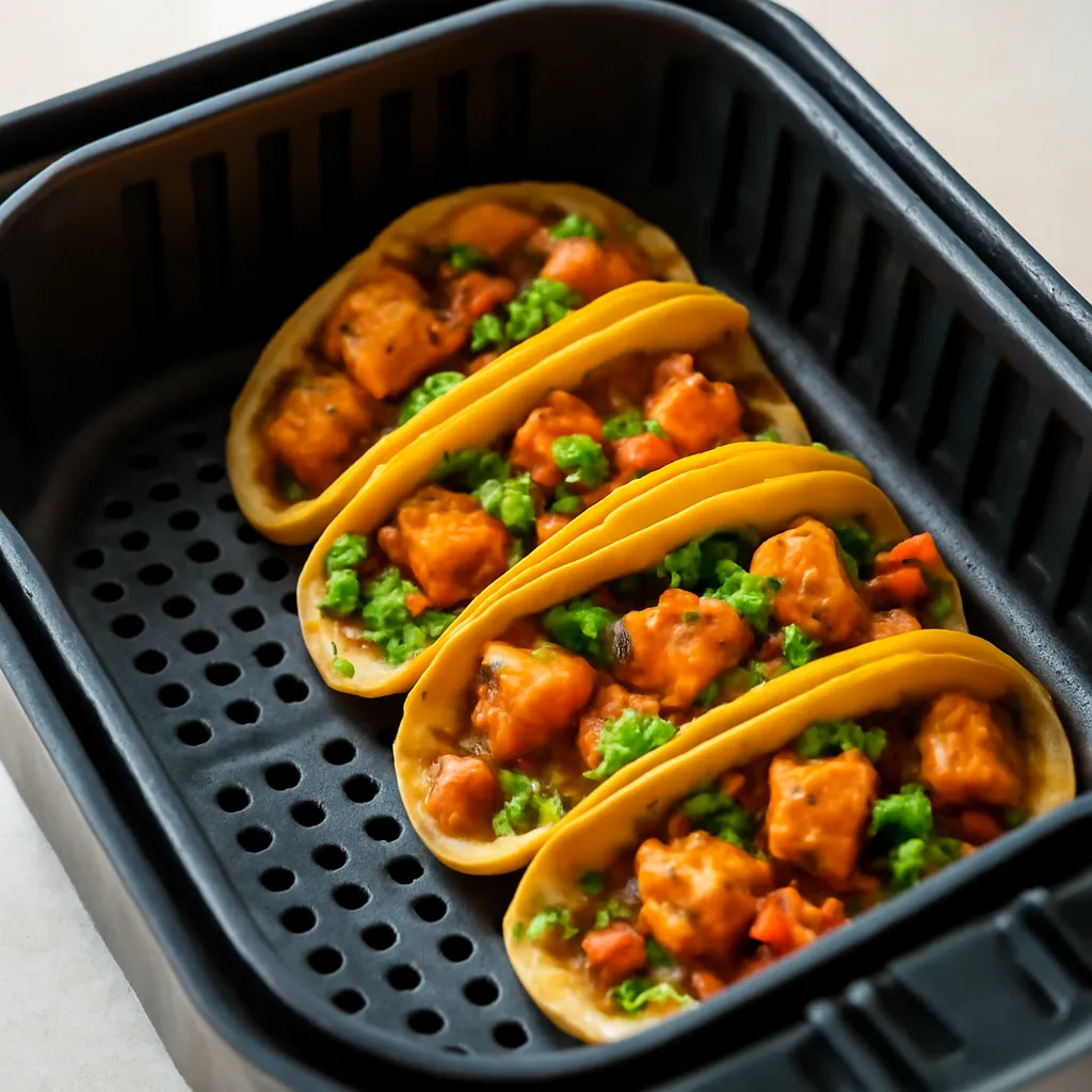 Air Fryer Tofu Tacos served hot