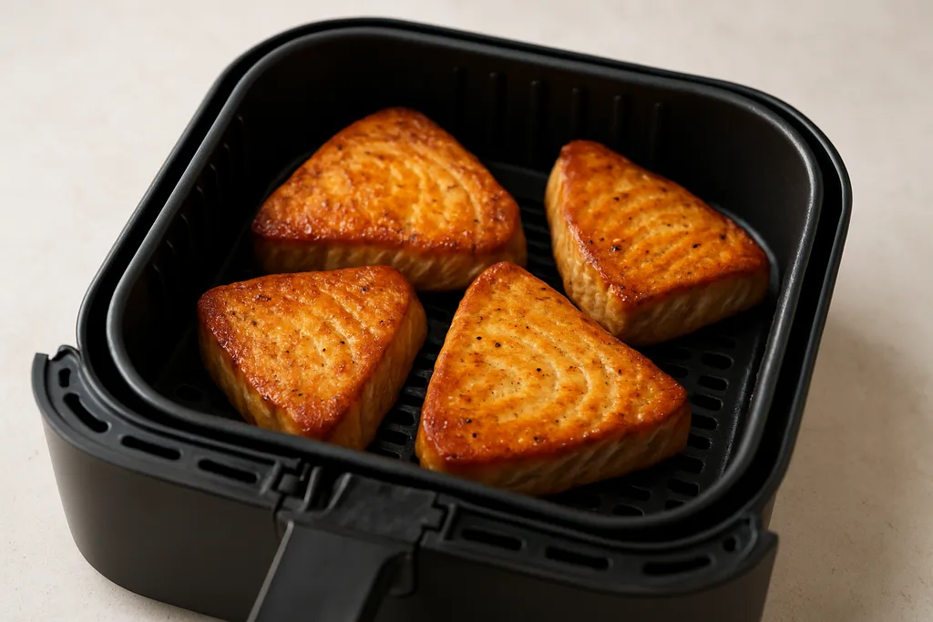 Air Fryer Tuna Steaks served hot