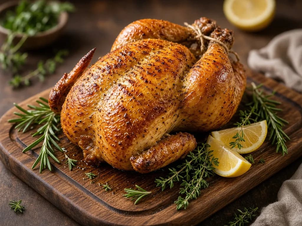 Air Fryer Whole Chicken served hot