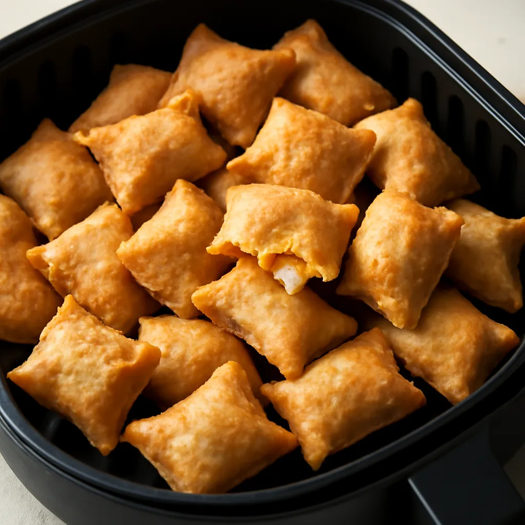 Crispy air fryer frozen pizza rolls in the basket