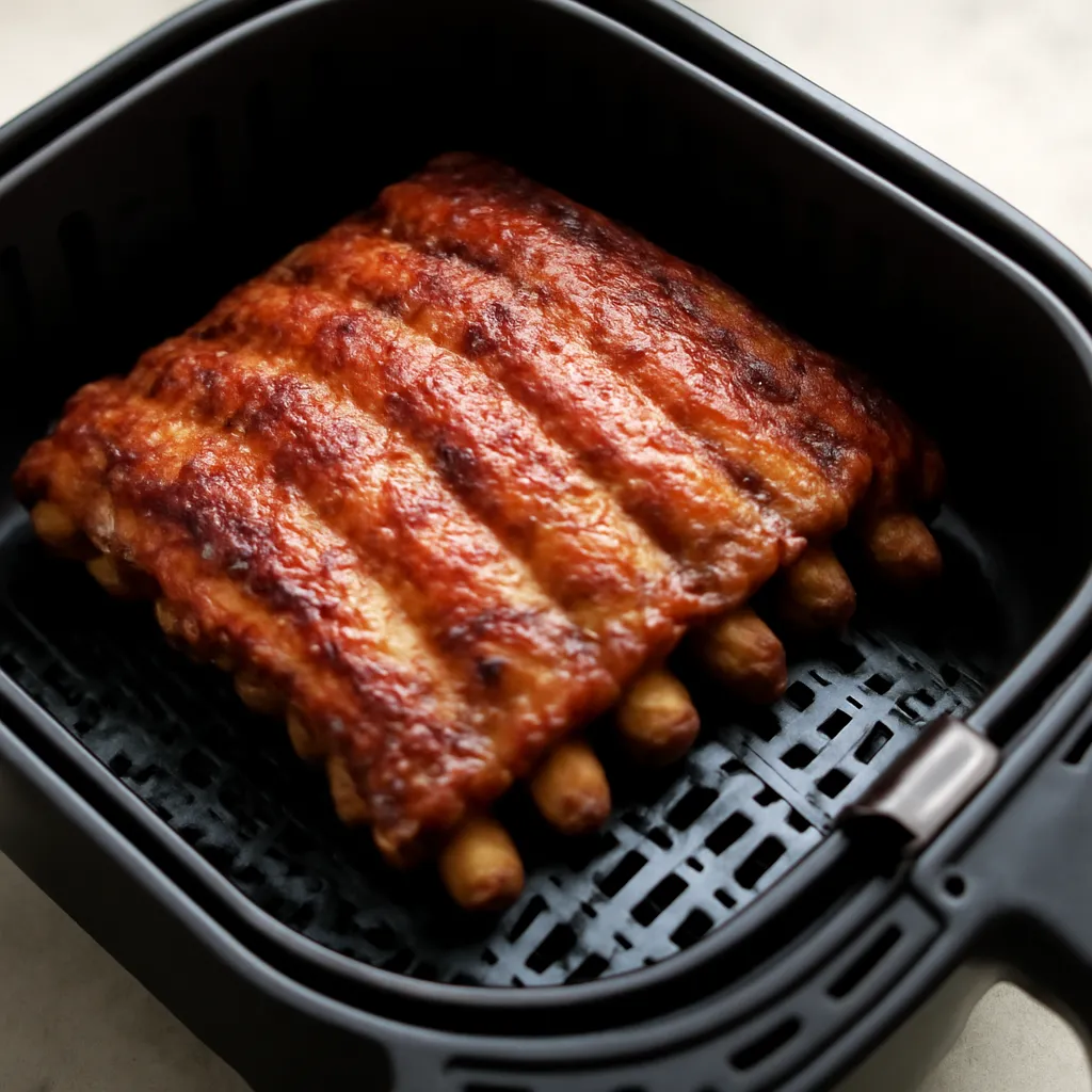 Air Fryer Baby Back Ribs served hot