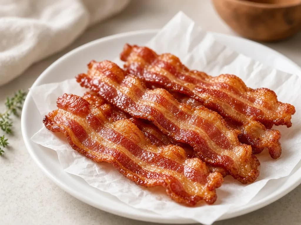 Air Fryer Bacon served hot