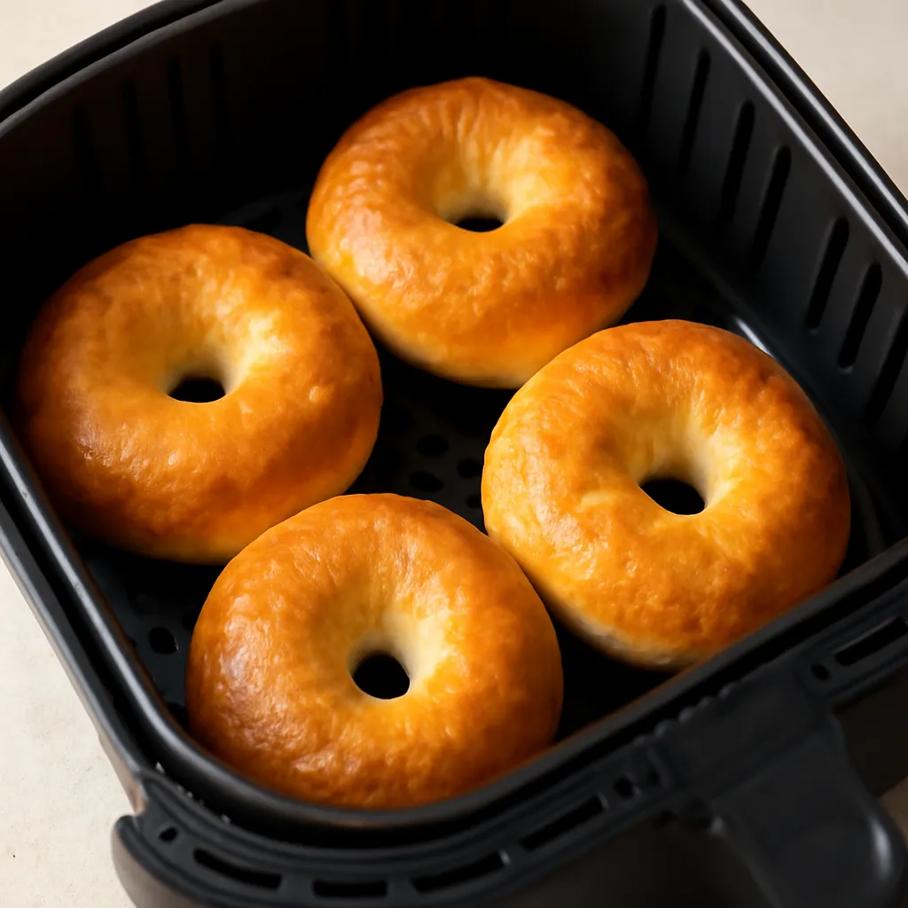 Air Fryer Bagels served hot