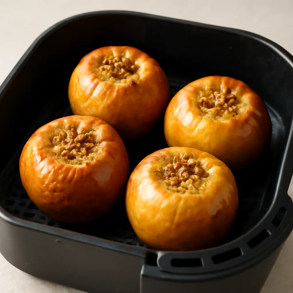 Air Fryer Baked Apples served hot