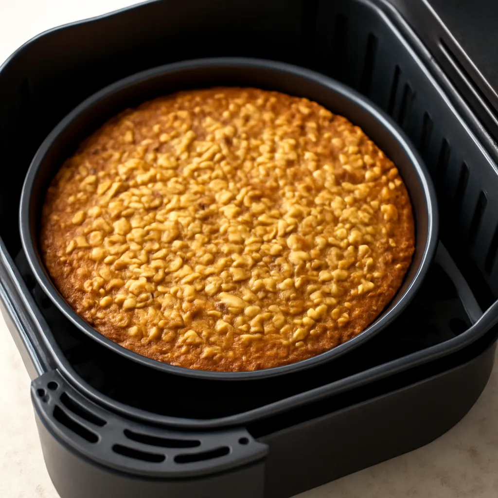 Air Fryer Baked Oats served hot