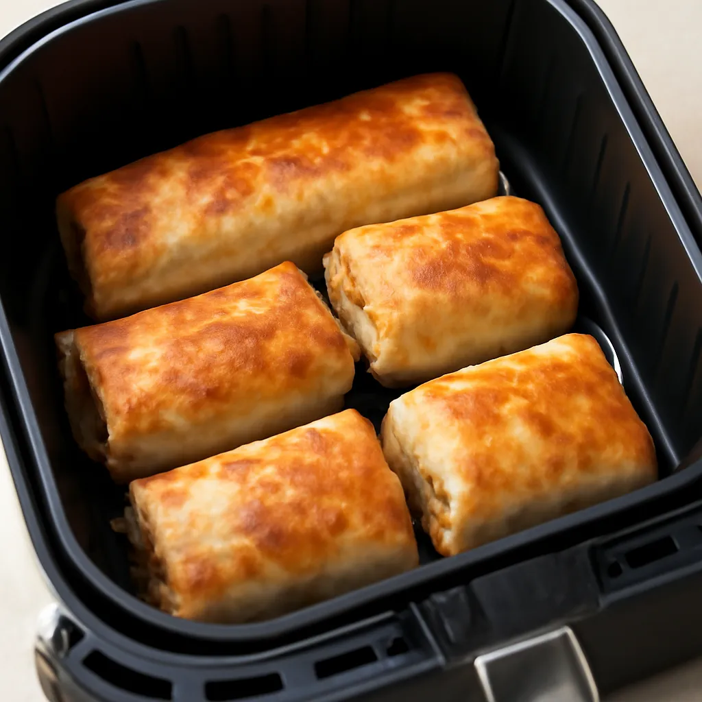 Air Fryer Beef Burritos served hot