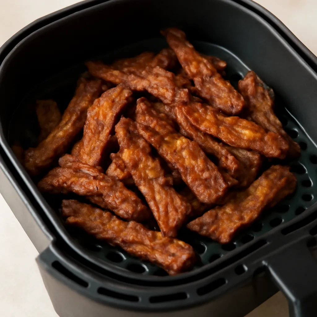 Air Fryer Beef Jerky served hot