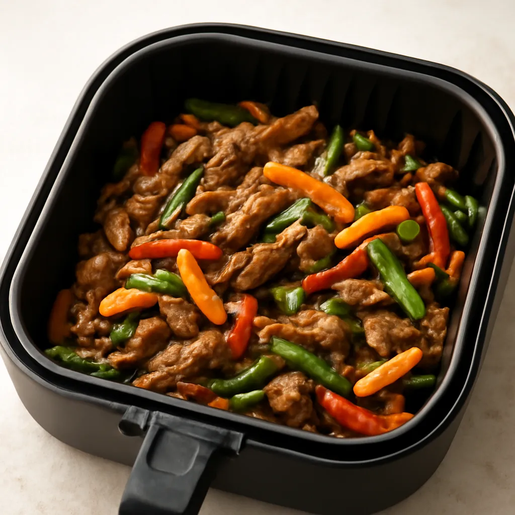 Air Fryer Beef Stir Fry served hot