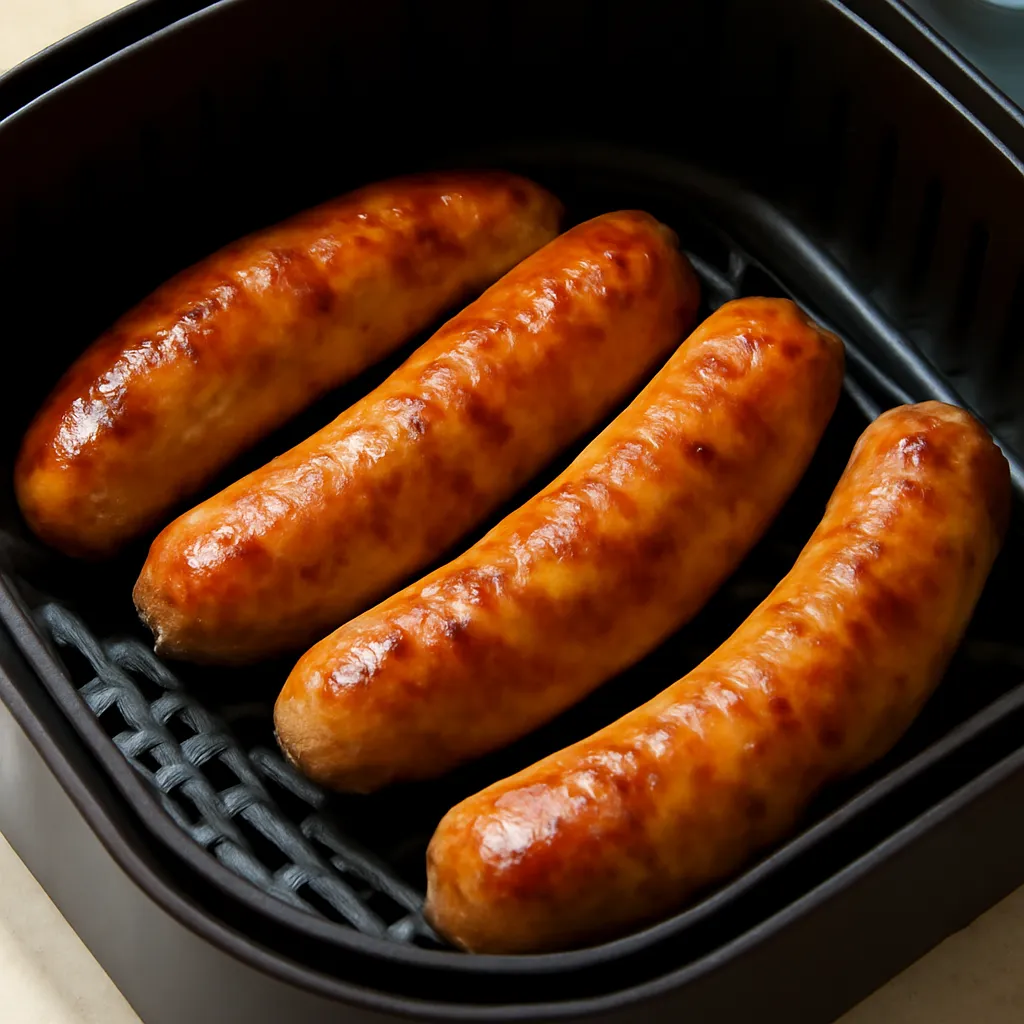 Air Fryer Bratwurst served hot