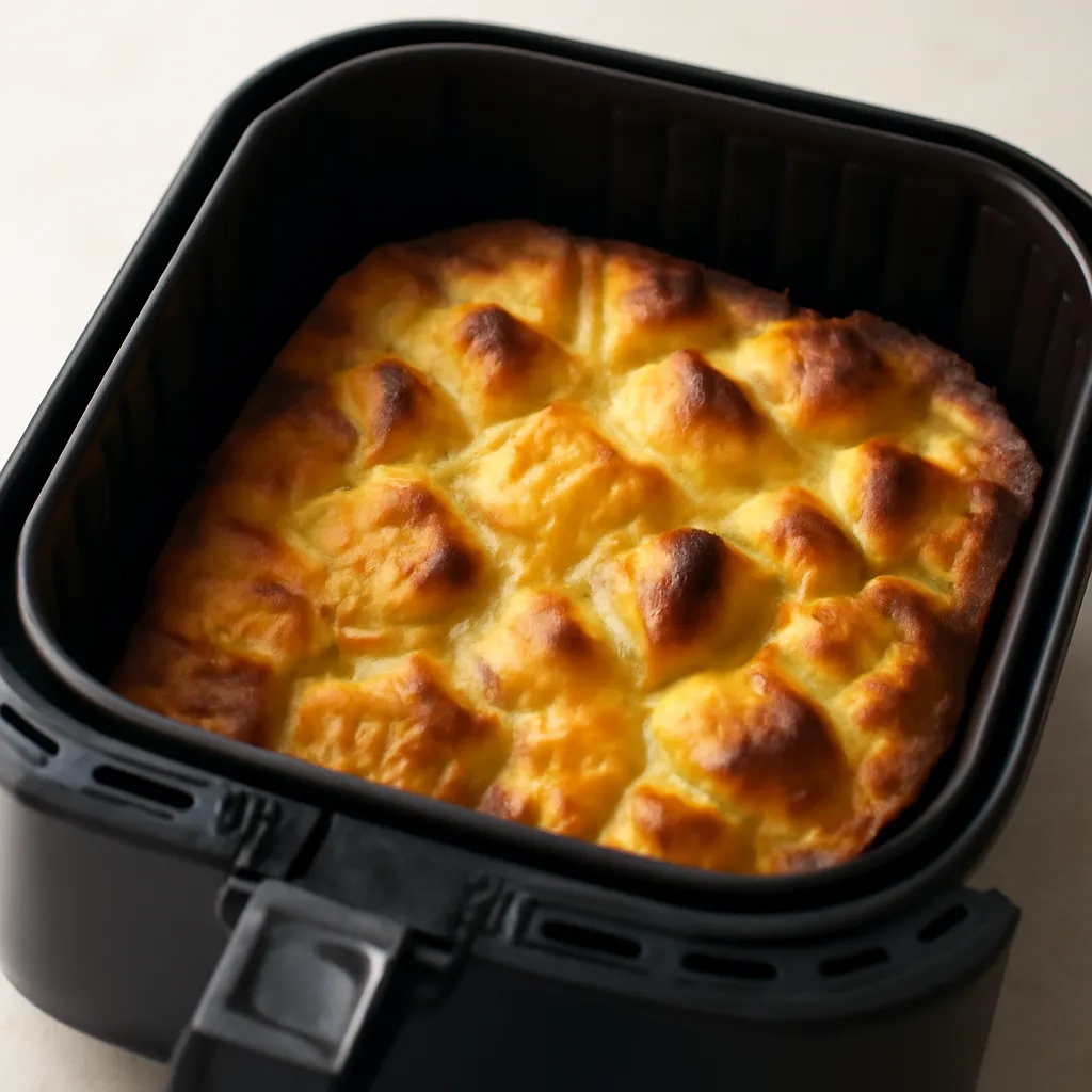 Air Fryer Bread Pudding served hot
