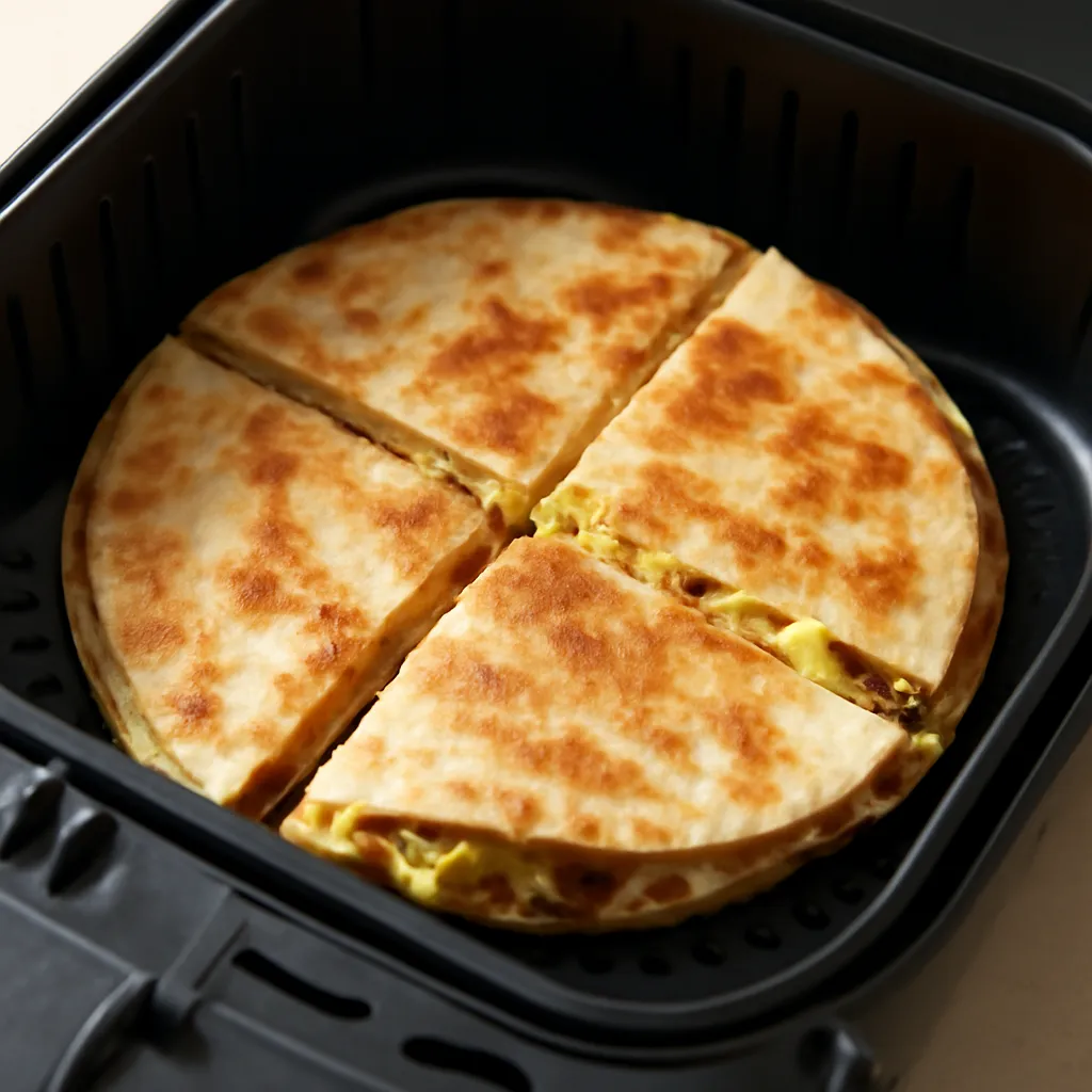 Air Fryer Breakfast Quesadilla served hot
