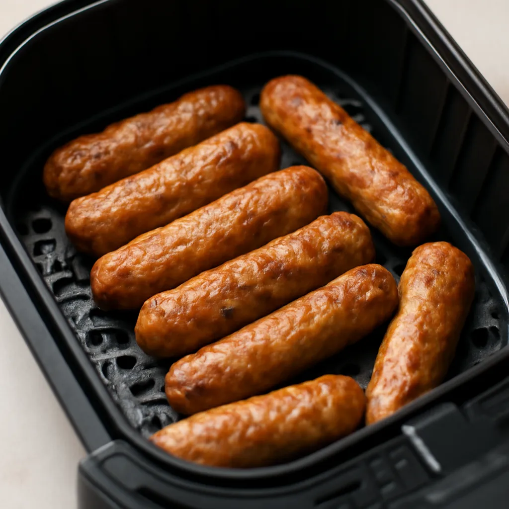 Air Fryer Breakfast Sausage Links served hot