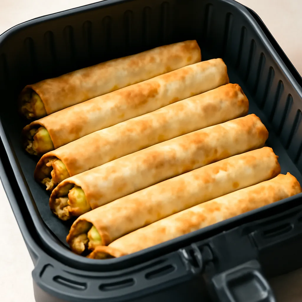 Air Fryer Breakfast Taquitos served hot
