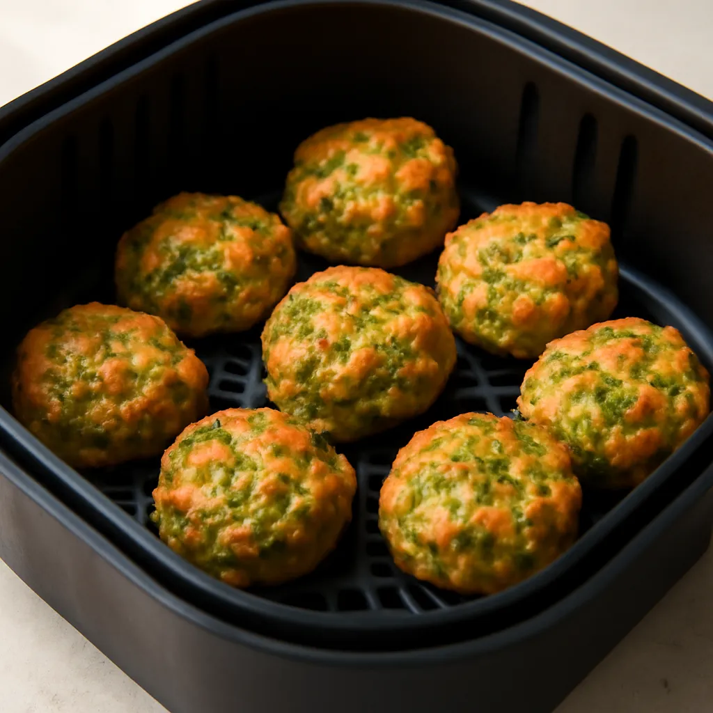 Air Fryer Broccoli Cheese Bites served hot