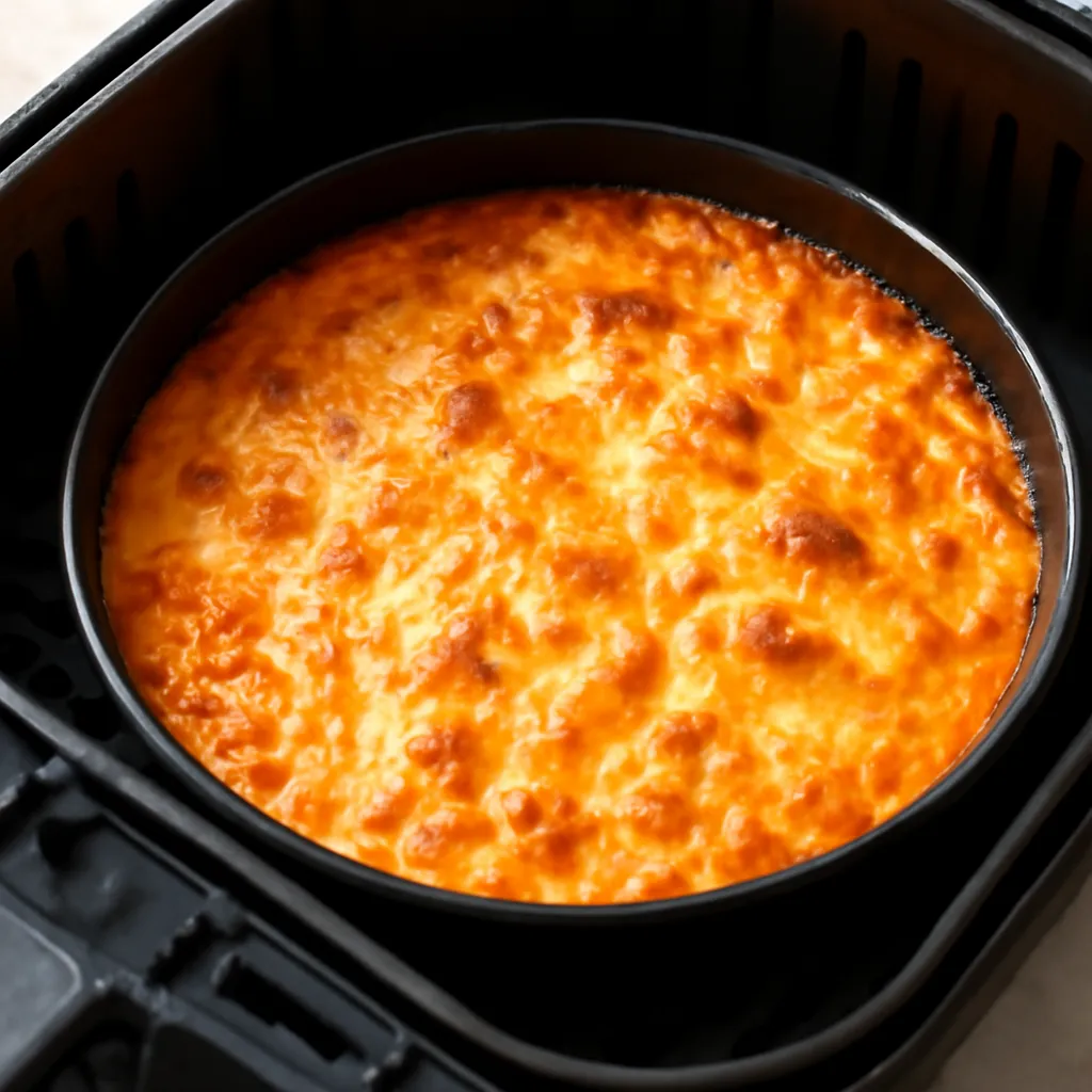 Air Fryer Buffalo Chicken Dip served hot